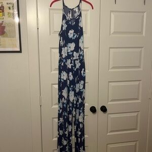 Navy Blue Floral Maxi jumpsuit